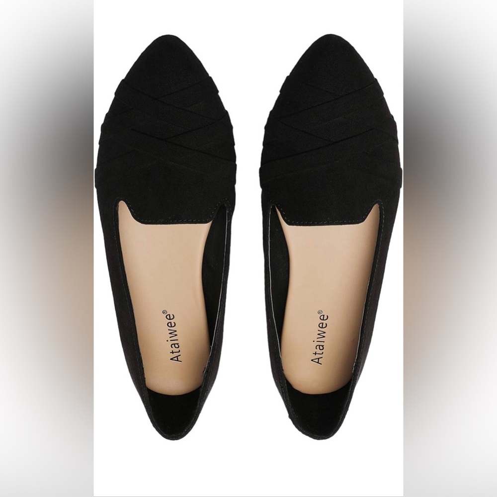 Ataiwee Women's Black Ballet Flats - Slip On Comfortable Casual Flat Size 10
